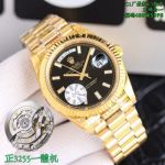 C1 Factory Rolex Daydate 3255 Movement Black Face Gold President Band Watch